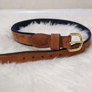 ZEP PRO tan dolphins embroidery leather belt